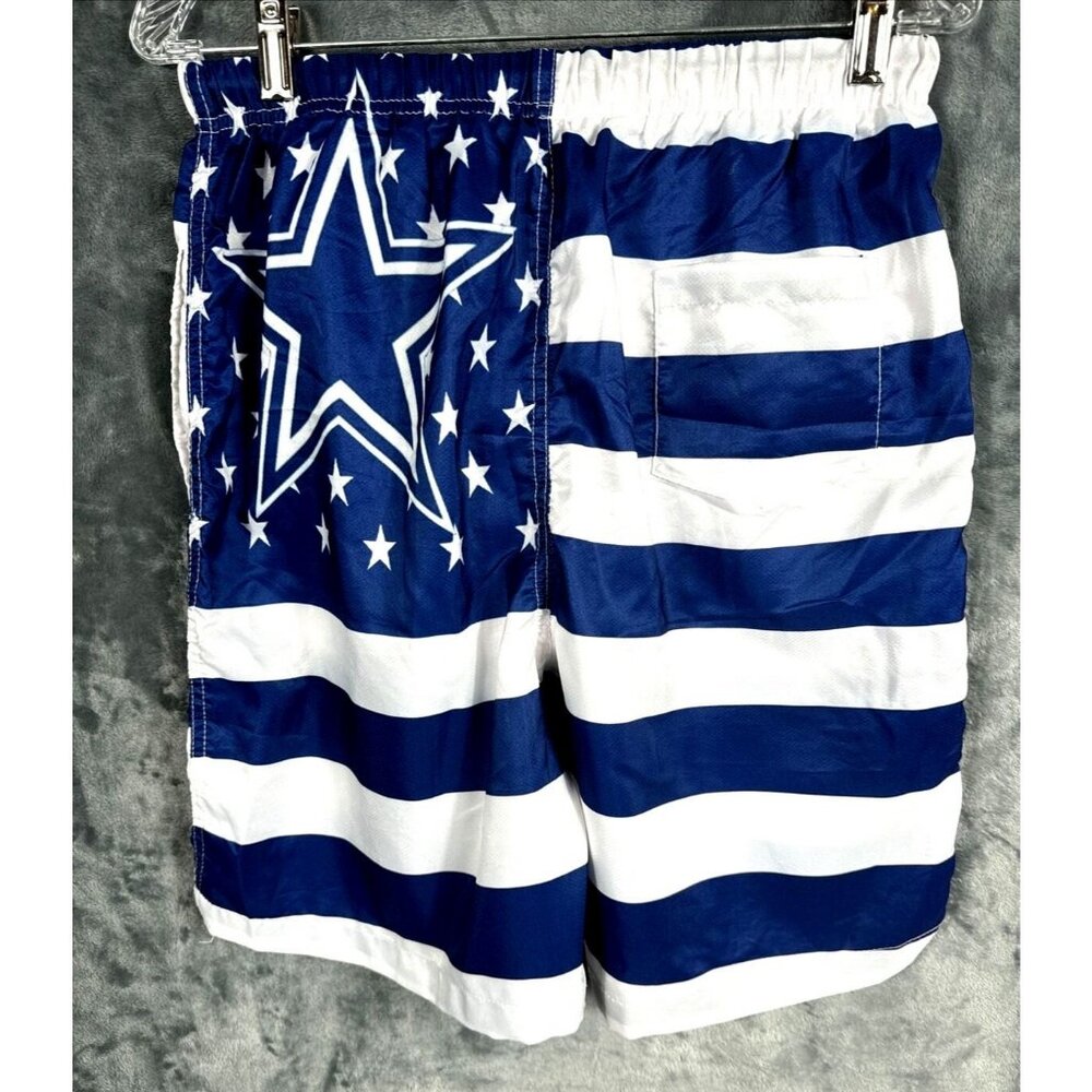 Mens USA Shorts Stars & Stripes Navy Blue & White Medium Swim Trunks Casual - Picture 10 of 15